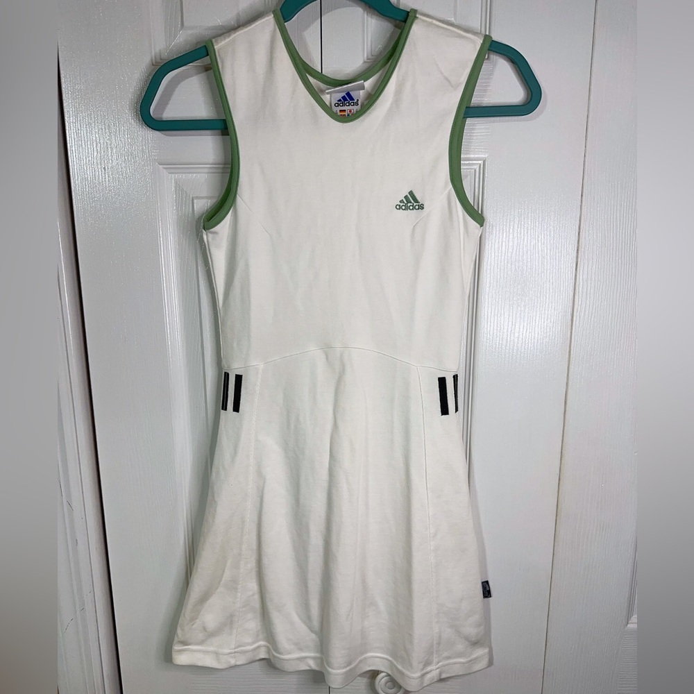 Vintage Adidas Tennis Dress Green Accents Gem